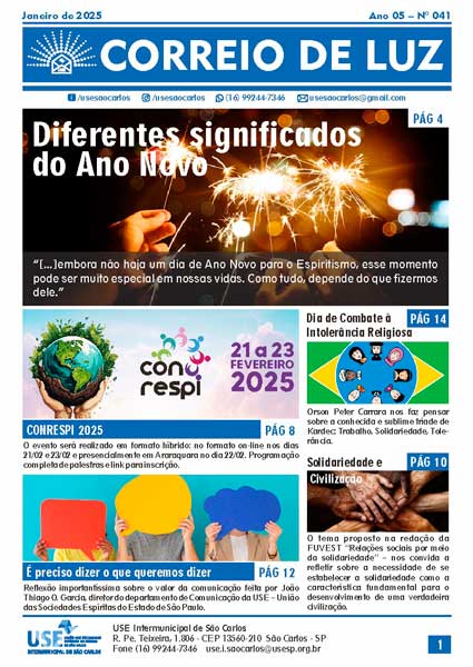 Jornal Correio de Luz - Ano 05 - Nº 41 - janeiro de 2025